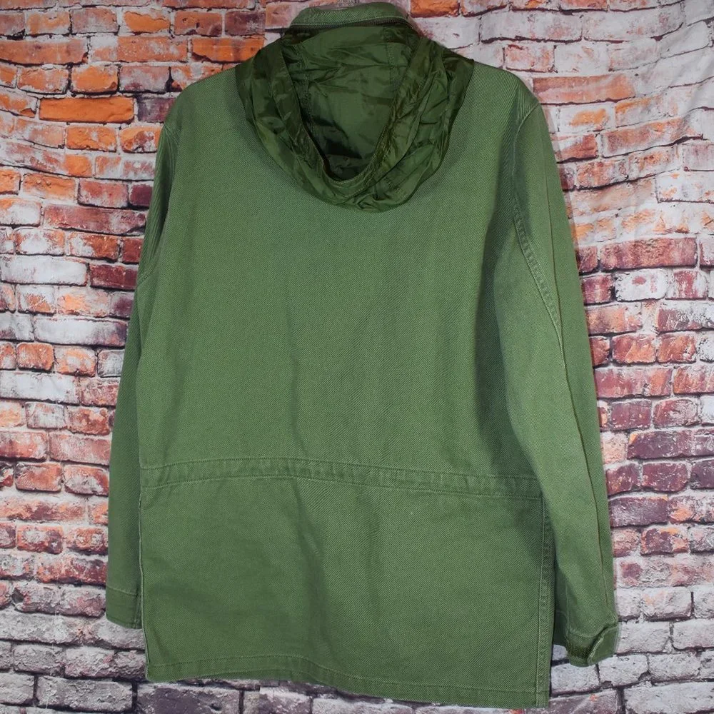 Levi's Medium Military Field Jacket Hidden Hood Army Green Parka - Picture 7 of 12